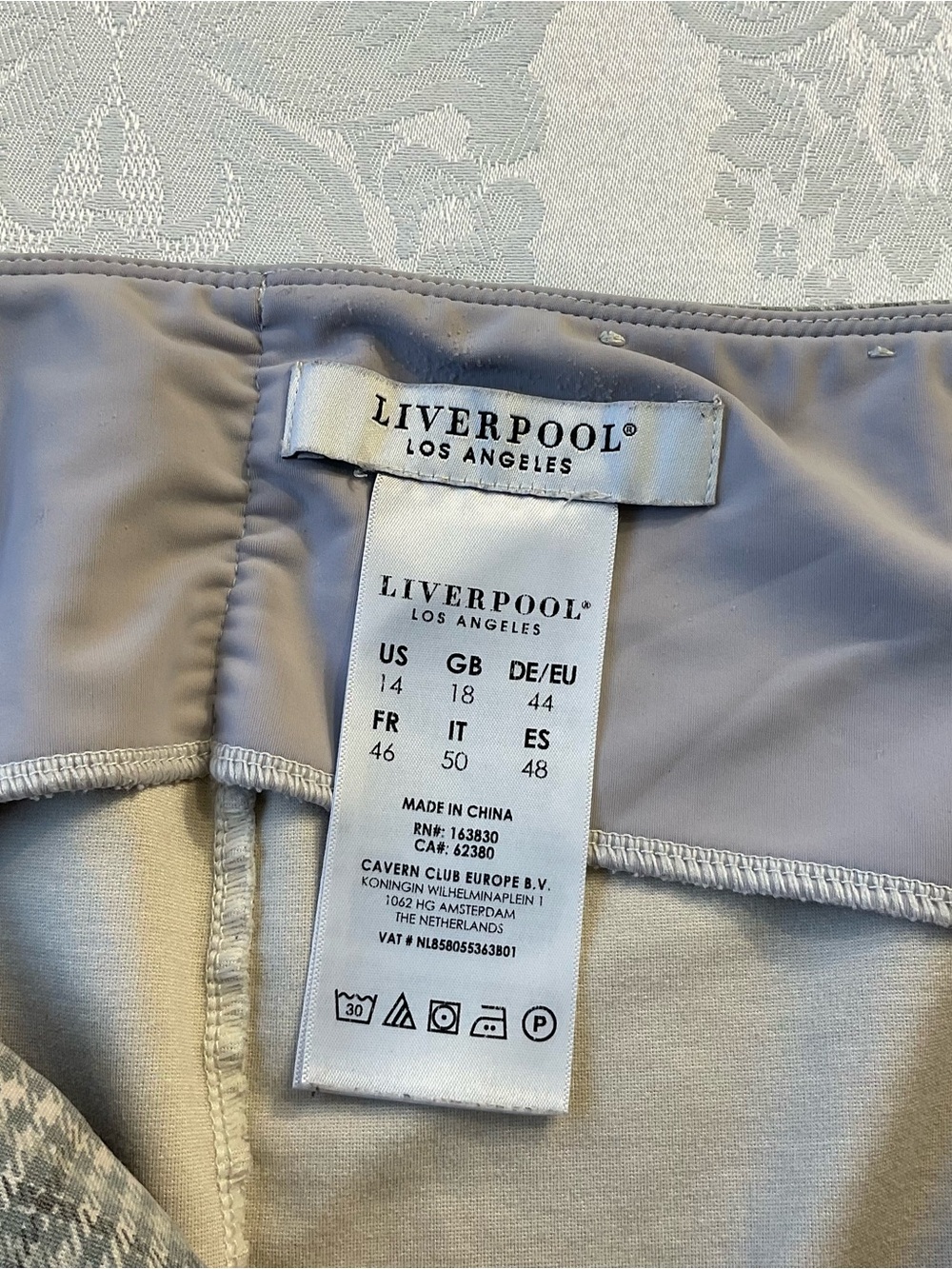 Liverpool Los Angeles Grey Patterned Stretch Pull On Knit Pencil Skirt Size 14 - Picture 6 of 8
